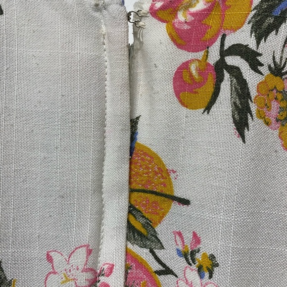 Day Dress VTG Hand Made Momcore Short Sleeve Midi Fruit Floral Pleat M Cottage - Picture 4 of 12